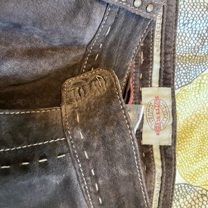 Skott's Suede Brown Suede Belted Jeans
